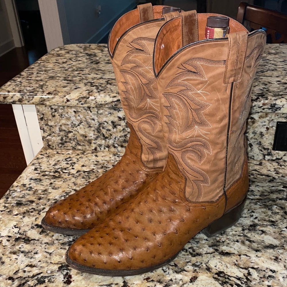DAN POST TEMPE FULL QUILL OSTRICH COWBOY BOOTS - MEDIUM TOE